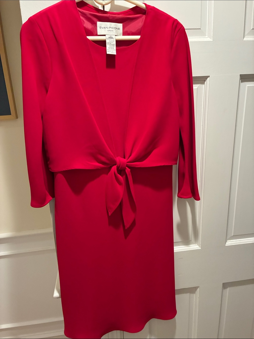 Evan Picone Bold Red Long-Sleeve Tie-Front Dress